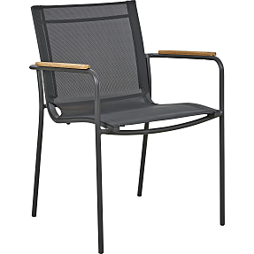 Mood Classic Texteline havestol med teak armlæn - antracit