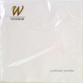 Windsor ensfarvede servietter 40x40 cm 20-pak - Hvid