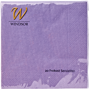 Windsor ensfarvede servietter 33x33 cm 20-pak - lys lilla