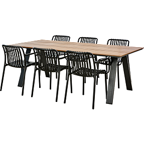 New York havebord med 6 Messina stole - sort