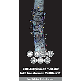 Lyskæde med 200 LED - multifarvet