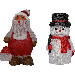 Julemand/snemand med LED-lys 35/30 cm - flere varianter - assorteret