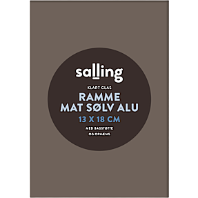 Mat sølvfarvet ramme m. glas - 13x18 cm