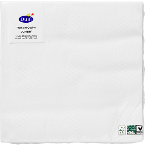 Duni ensfarvede servietter 40x40 cm 12-pak - hvid