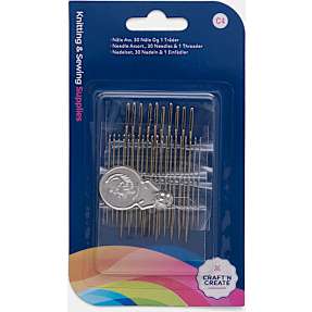 CraftnCreate nålesæt m. tråder 30 stk. - sølvfarvet