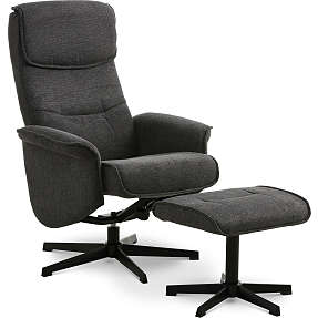 Aksel lænestol inkl. fodskammel - antracit