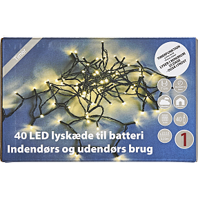 Lyskæde med 40 LED - varm hvid