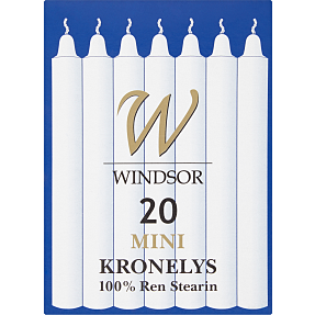 Windsor ren stearin minilys 20-pak - hvid