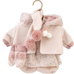 Llorens dukketøj kjole med strikjakke