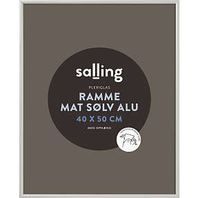 Mat sølvfarvet ramme m. plexiglas - 40x50 cm