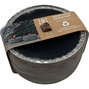 Haveblus i beton holder, Ø13 cm - sort og grå