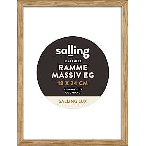 Ramme i massiv eg m. glas - 18x24 cm