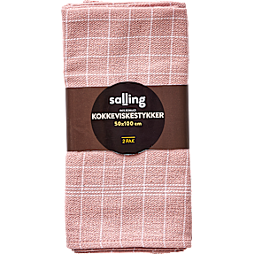 Salling kokkeviskestykke 2-pak - rosa med hvide tern