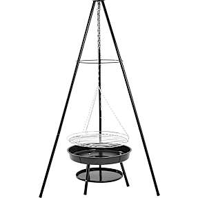 Treviso tripod bålsted m/bålfad og rist - sort