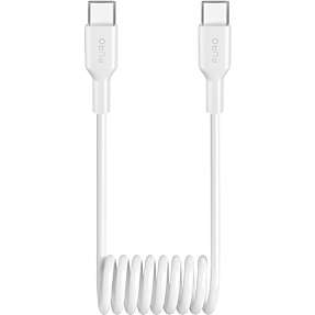 Puro USB-C til USB-C spiral kabel, 1 meter - hvid