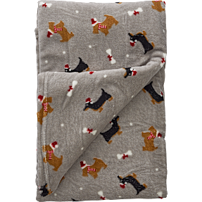 Julefryd juleplaid - grå m. hunde