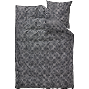 Mikrofiber sengetøj 140x200 cm - prik/firkant grå