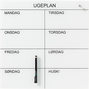NAGA Ugetavle i Glas Magnetisk 45x45 cm - Hvid