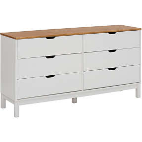 Pilou kommode - hvid og egetræslook