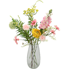 Kunstig buket - gul/pink