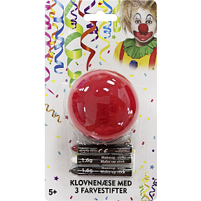 Klovnenæse med 3 farvestifter