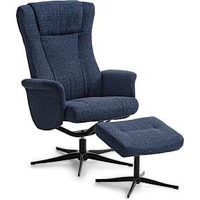 Ohio lænestol inkl. fodskammel - blå