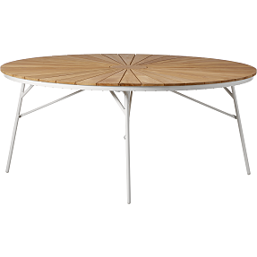 Kerteminde teak havebord Ø170 cm, hvidt stel