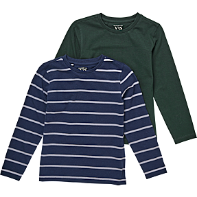 VRS børne 2-pak bluse str. 110/116 - blå/grøn