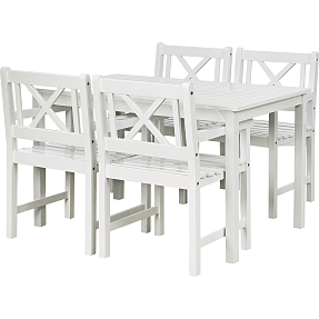 Rosenborg Compact havemøbelsæt med 4 stole- hvid højglans