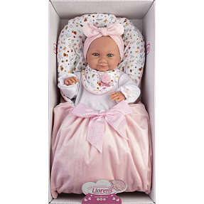 Llorens Tina dukke 40 cm med lyserød sovepose