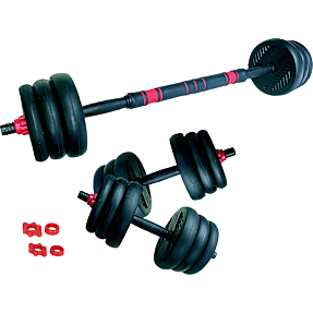 ASG 15 kg. vægtsæt med runde skiver - sort/rød