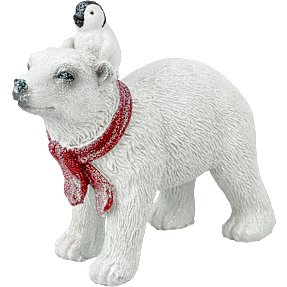 Julefryd julefigur- isbjørn med pingvin L: 18,5 cm