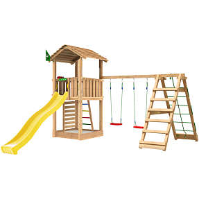 Jungle Gym Cottage 2.1 legetårn inkl. klatrevæg og rutsjebane