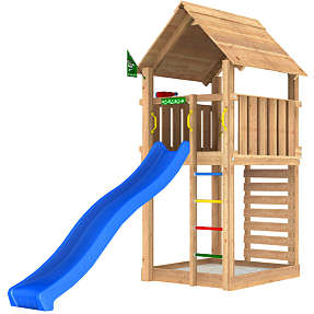 Jungle Gym Cabin 2.1 legetårn inkl. rutsjebane og 120 kg sand