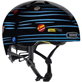 Nutcase cykelhjelm - sort m. planeter