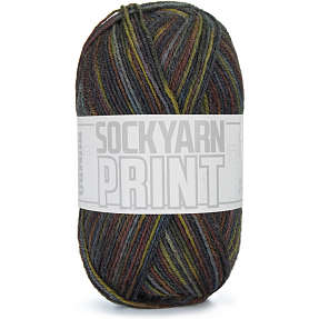 BUMBO Uldblanding Strømpegarn print - Brun 196