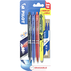 Pilot FriXion Clicker kuglepenne - 3 stk. med ekstra refiler