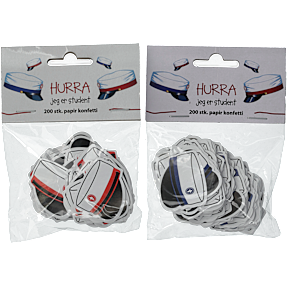 Konfetti student 200 stk. med hueprint - flere varianter - assorteret