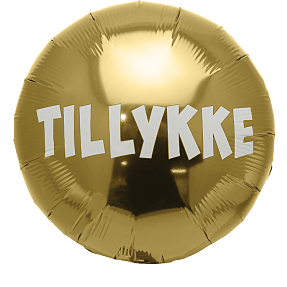 Salling folieballon "Tillykke" Ø: 44 cm - guldfarvet