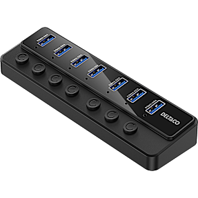 Deltaco USB-A hub 7-port - grå