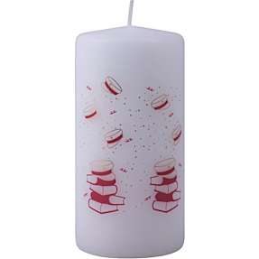 Studenter bloklys med rød hue 6x12 cm - hvid