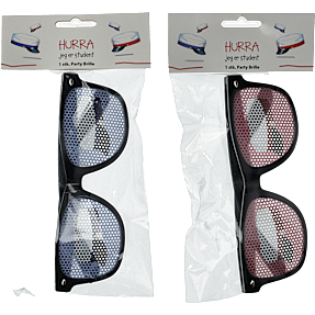 Studenter partybrille m. tekst og farvet glas - flere varianter - assorteret