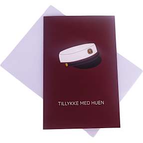 Studenterkort med kuvert - rød med hue