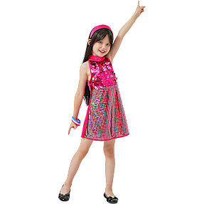 Pink glitterkjole kostume str. 116