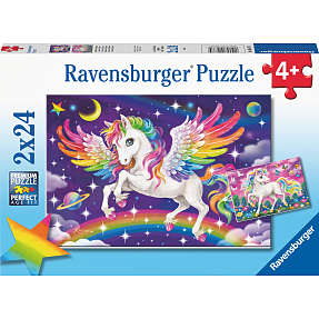 Pegasus og enhjørning puslespil - 2x24 brikker