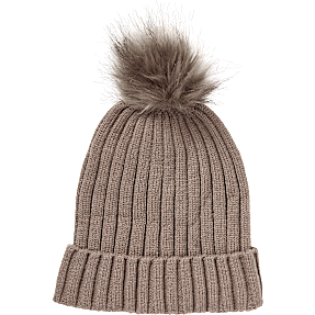 VRS børne hue med kvast str. 4-7 år - beige