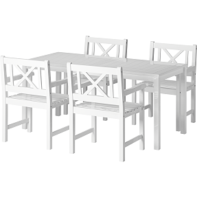 Rosenborg classic havemøbelsæt m/4 stole, hvid højglans