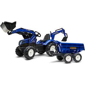Falk Toys New Holland renderaver med vogn