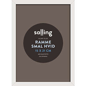 Hvid ramme m. glas - 15x21 cm