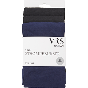 VRS 3-pak strømpebukser str. S/M - blå/sort